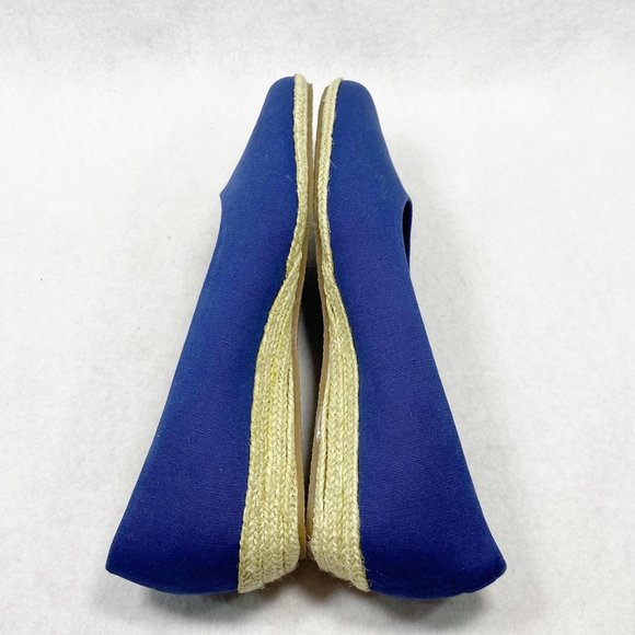 ORVIS Navy Canvas Espadrille Low Wedge 8 - Picture 6 of 12